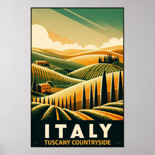 Póster Colinas rodando de la Toscana - Viajes de época