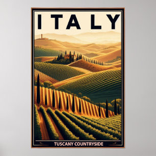 Póster Colinas rodando de la Toscana - Viajes de época