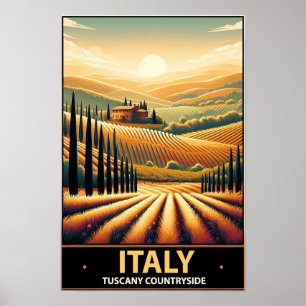 Póster Colinas rodando de la Toscana - Viajes de época