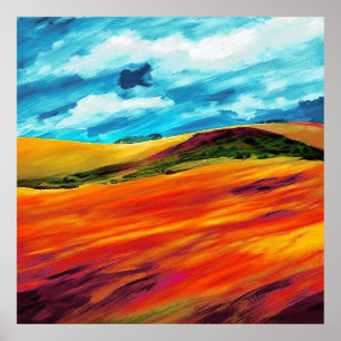 Póster Colinas rojas amarillas