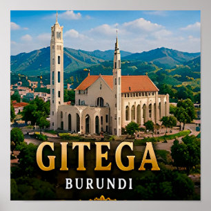 Póster Colinas Verdes de Gitega y Patrimonio Burundés
