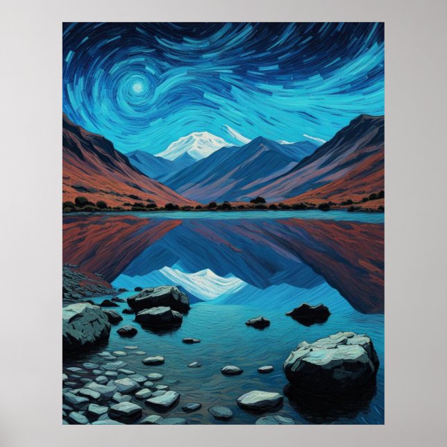 Póster Colinas y montañas de Cumbria, lagos, cielo de Van (Frente)