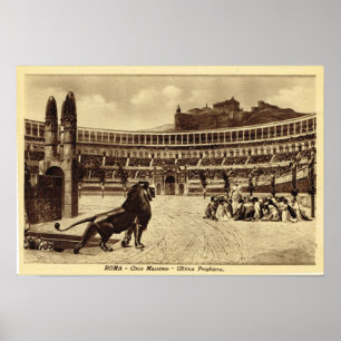 Póster Coliseo de Roma, cristianos y leones