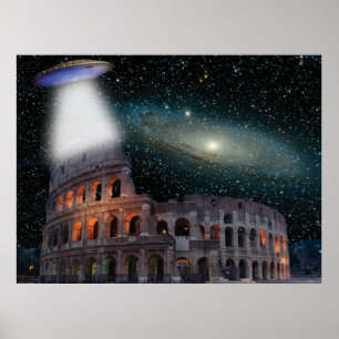 Póster Coliseo Roma Italia se Encuentra con el Espacio y 