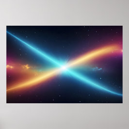 Póster Colisión de Energía Cósmica Brillante Espacio Abst