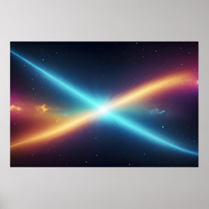 Póster Colisión de Energía Cósmica Brillante Espacio Abst