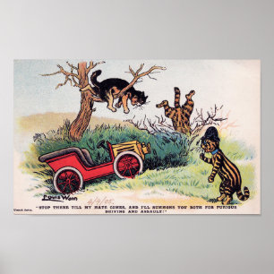 Póster Colisión de Gatos, Louis Wain