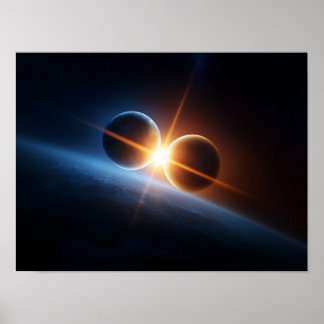 Póster Colisión de planetas interestelares y luz cósmica