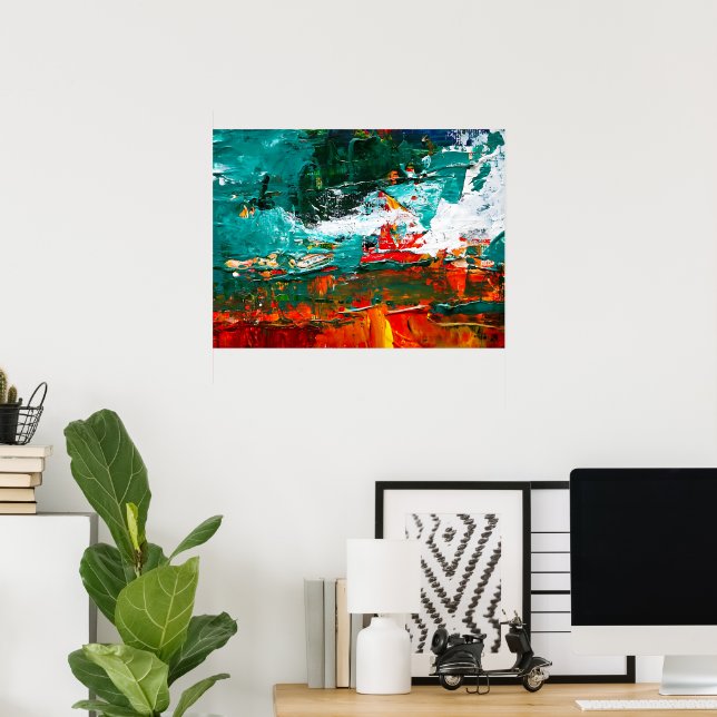 Póster Colisión Tropical Abstracta (Oficina en casa)