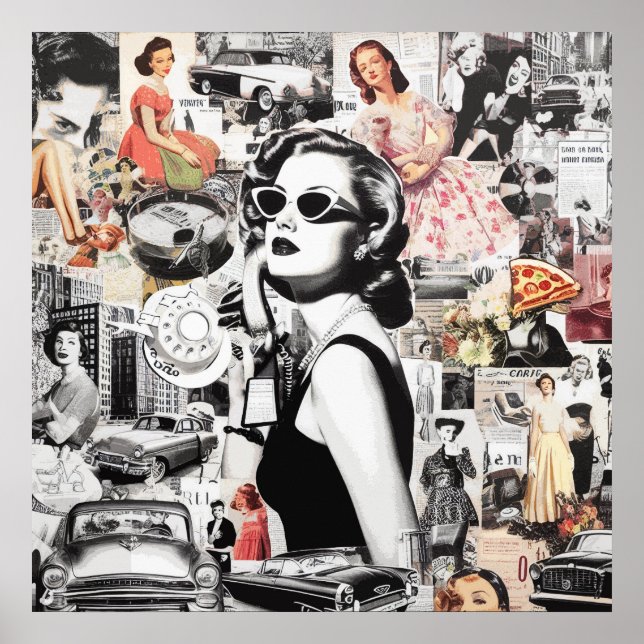 Póster Collage abstracto de los años 60 (Frente)