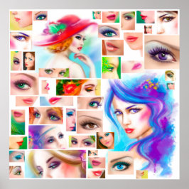 Póster Collage abstracto de mujeres