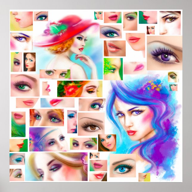 Póster Collage abstracto de mujeres (Frente)