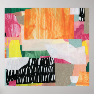 Póster Collage art, colorido abstracto moderno.