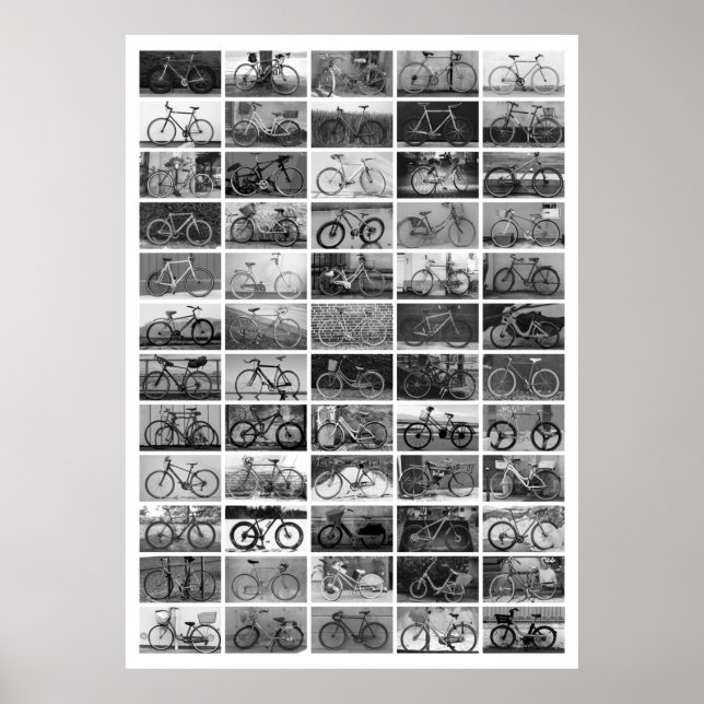 Póster Collage BICYCLES - Blanco y negro (Frente)