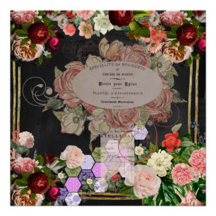 Póster Collage chic de Shabby, moda francesa, rústico