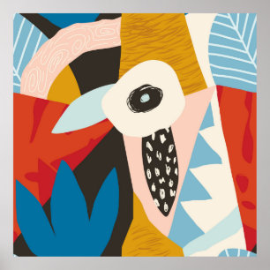 Póster Collage contemporary floral hawaiian pattern in. S