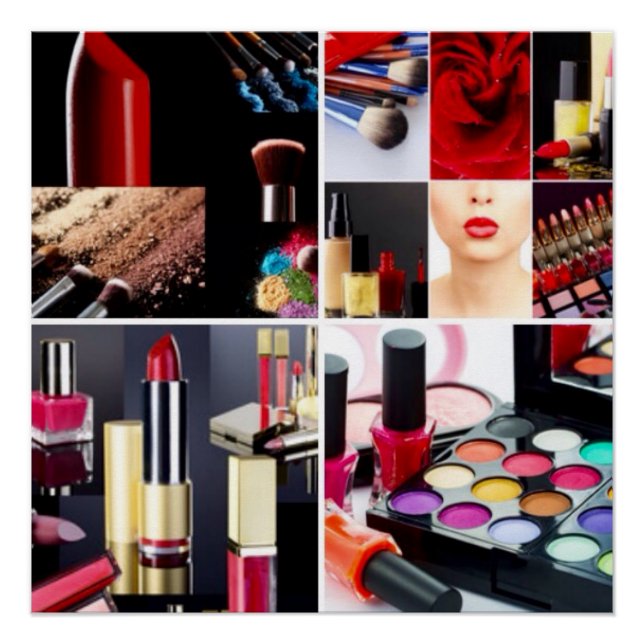 Póster Collage cosmético colorido (Anverso)