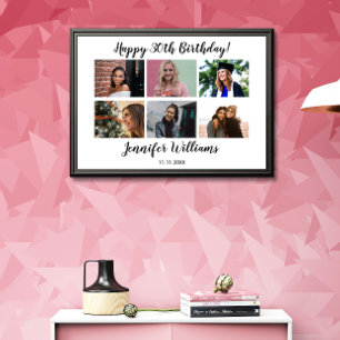 Póster Collage de 12 fotos personalizadas con nombre pers