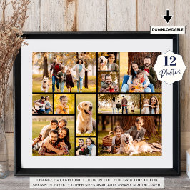 Póster Collage de 12 fotos Único Minimalista Sencillo