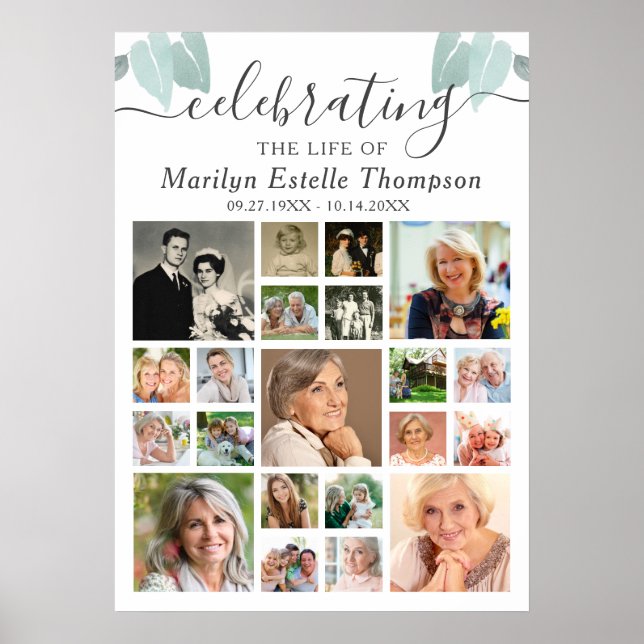 Póster Collage de 21 fotos de Hojas del Corazón Botánico  (Frente)