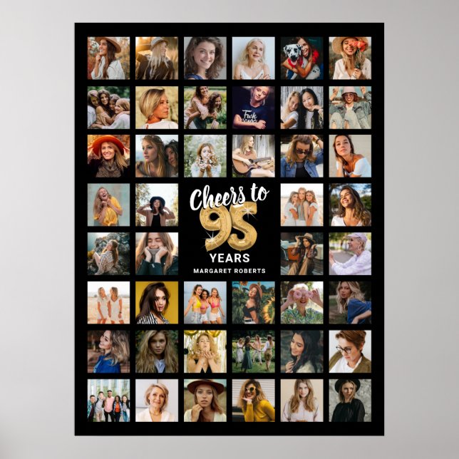 Póster Collage de 44 fotos por 95 cumpleaños (Frente)