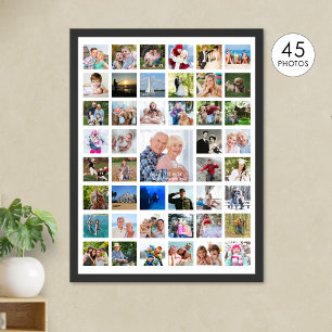 Póster Collage de 45 fotos personalizadas con color perso
