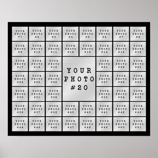 Póster Collage de 51 Fotos Simple Personalizado Color Per (Frente)