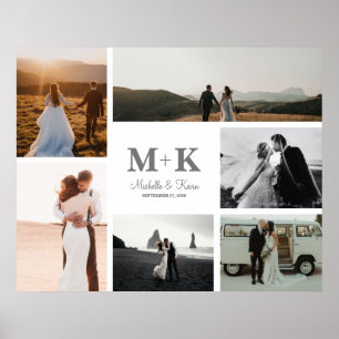 Póster Collage de 6 fotos de boda recuerdo para recién ca