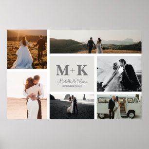Póster Collage de 6 fotos de boda recuerdo para recién ca