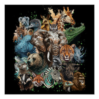 Póster Collage de acuarela