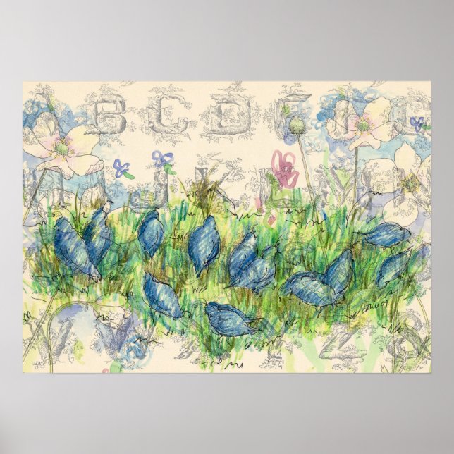 Póster Collage de alfabetos de búsqueda de calas (Frente)