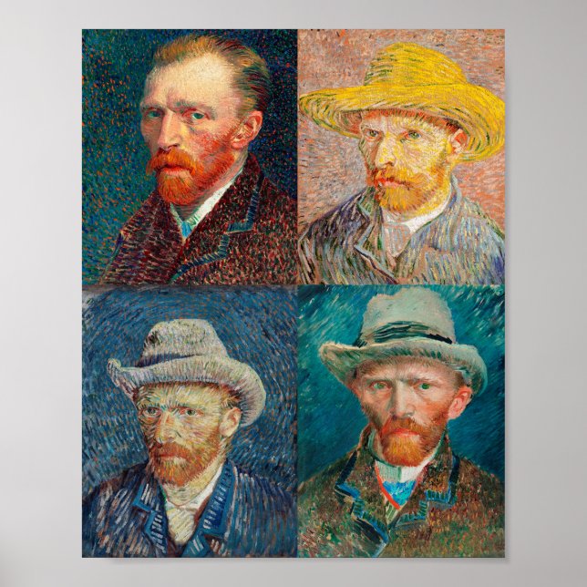 Póster Collage de autorretrato de Vincent Van Gogh 1887 (Frente)