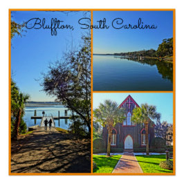 Póster Collage de Bluffton South Carolina Lowcountry