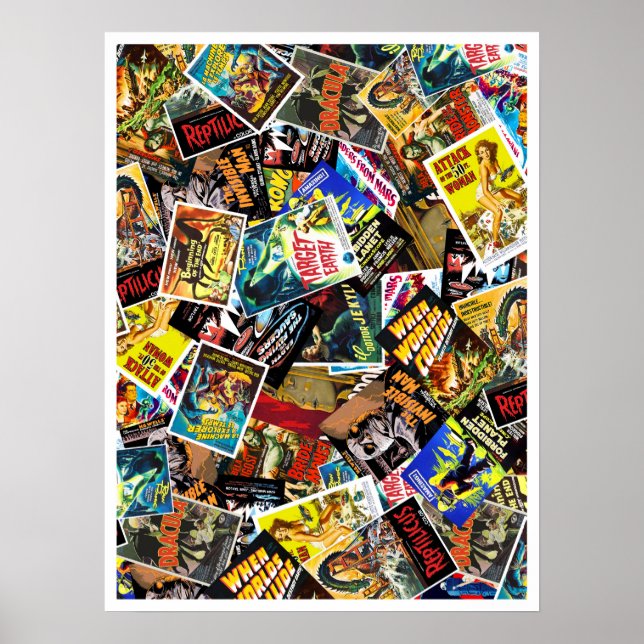 Póster Collage de carteles de películas de ciencia ficció (Frente)