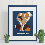 Póster Collage de cerdo de Guinea personalizado<br><div class="desc">Añade un nombre o un mensaje personalizado para crear un poster que sea perfecto para decorar la habitación. Este poster presenta ilustraciones de estilo realista de conejillos de indias colocados sobre un fondo azul marino con el mensaje debajo del gráfico.</div>