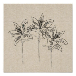 Póster Collage de dibujo de mi lirio de jardín