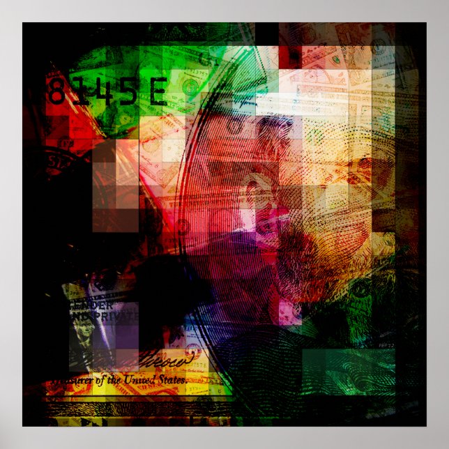 Póster Collage de divisas colorido (Frente)