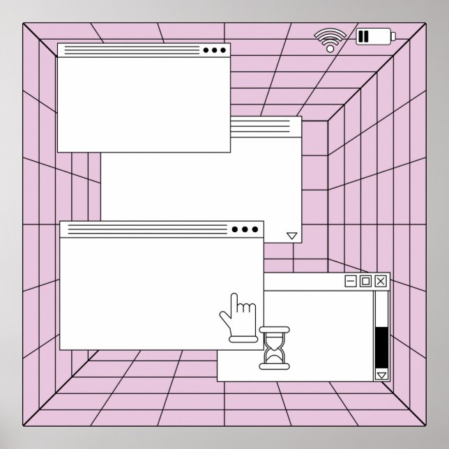 Póster Collage de elementos de interfaz de usuario. Cyber (Frente)