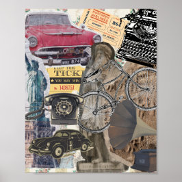 Póster Collage de elementos vintage eclécticos