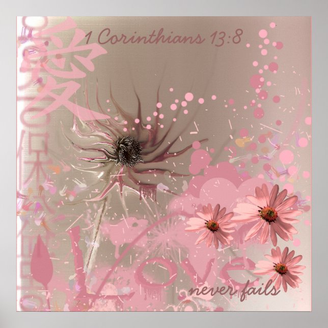 Póster Collage de flores en forma de cono Amor Nunca Fall (Frente)