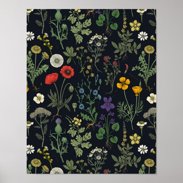 Póster Collage de flores silvestres (Frente)