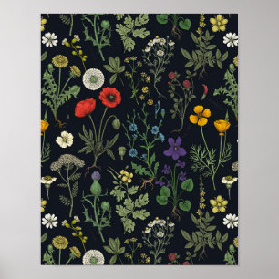 Póster Collage de flores silvestres