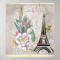 Collage de flores vintage y Ilustracion de la Torr