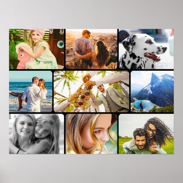 Póster Collage de fotogramas redondeados de plantilla de  (Frente)