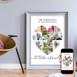 Póster Collage de fotos 11 de Love Heart Personalizado Ju<br><div class="desc">Crea tu propio poster personalizado con 11 de tus fotos favoritas y tu(s) apellido(s). La plantilla de fotos está configurada para crear un collage de fotos en forma de corazón de amor, mostrando tus fotos en una mezcla de formatos cuadrados, retratos y paisajísticos. Carga tus fotos trabajando en filas, de...</div>