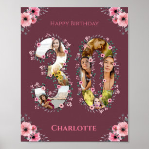 Póster Collage de fotos 30.ª Chica de cumpleaños mujer de