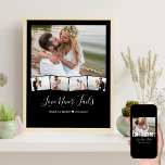 Póster Collage de fotos boda Zigzag Personalizado de tira<br><div class="desc">poster de collage de fotos boda con texto personalizado y tira de imagen zigzag. La plantilla está preparada para que añadas cinco fotos - la foto principal se usará como fondo y las 4 fotos restantes se mostrarán en una tira de imagen en zigzag a lo largo de la parte...</div>