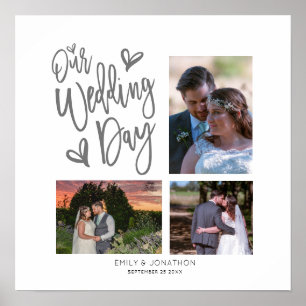 Póster Collage de Fotos con Guión de Nuestro Día de Boda 