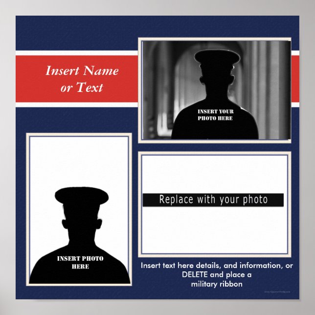 Póster Collage de fotos con temas militares (Frente)