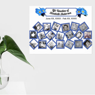 Póster Collage de fotos cronológico de Blue Forget Me Not